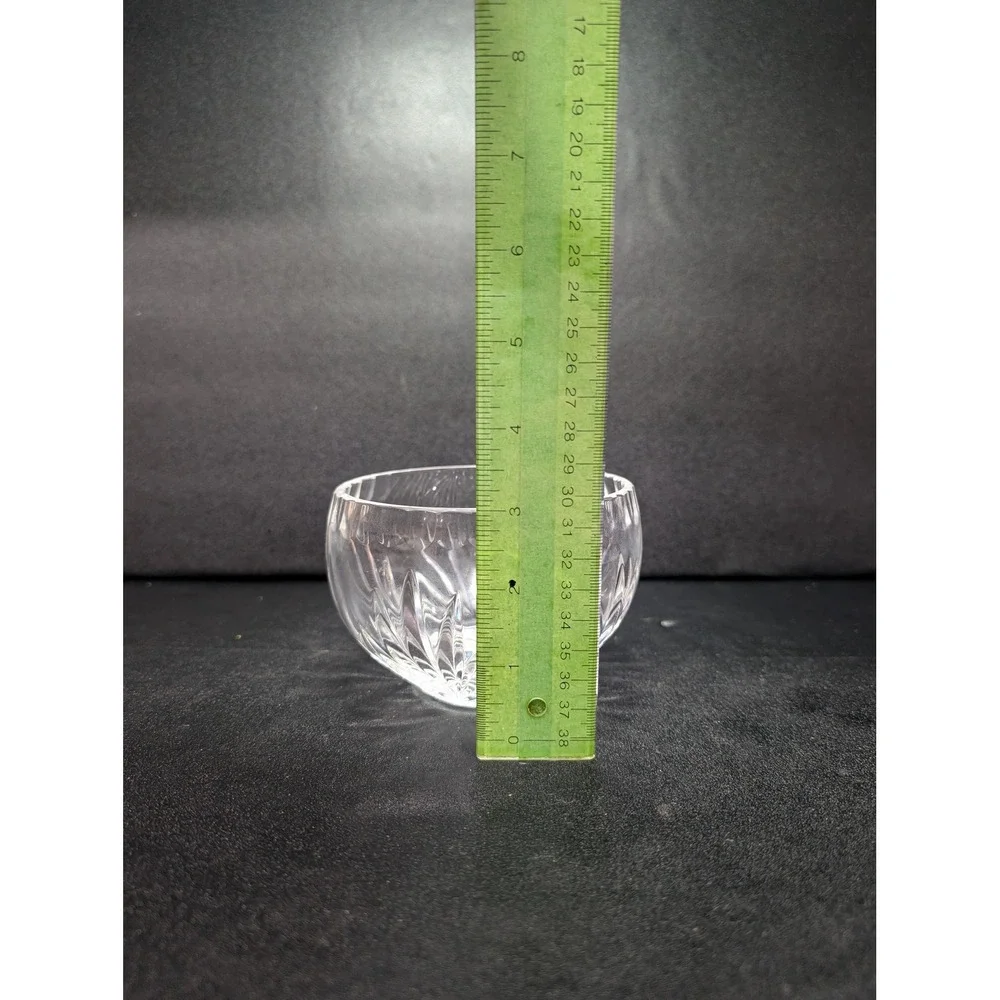 Diamond Fan Pattern Cut Crystal Bowl, Scalloped Edge, 4.5